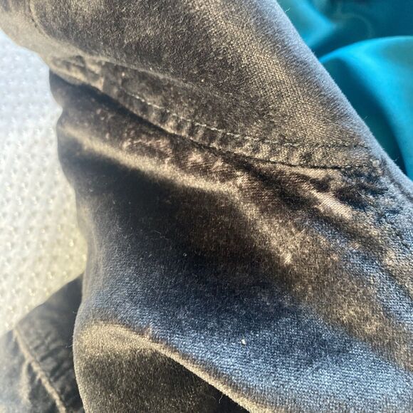 Abercrombie & Fitch Blazer Womens Medium Gray Blue Velvet Velour Cropped Jacket - Picture 14 of 15